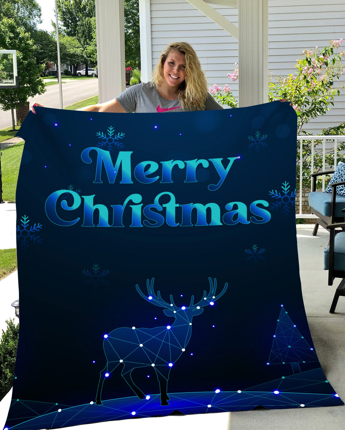Blue Merry Christmas | Cozy Plush Fleece Blanket