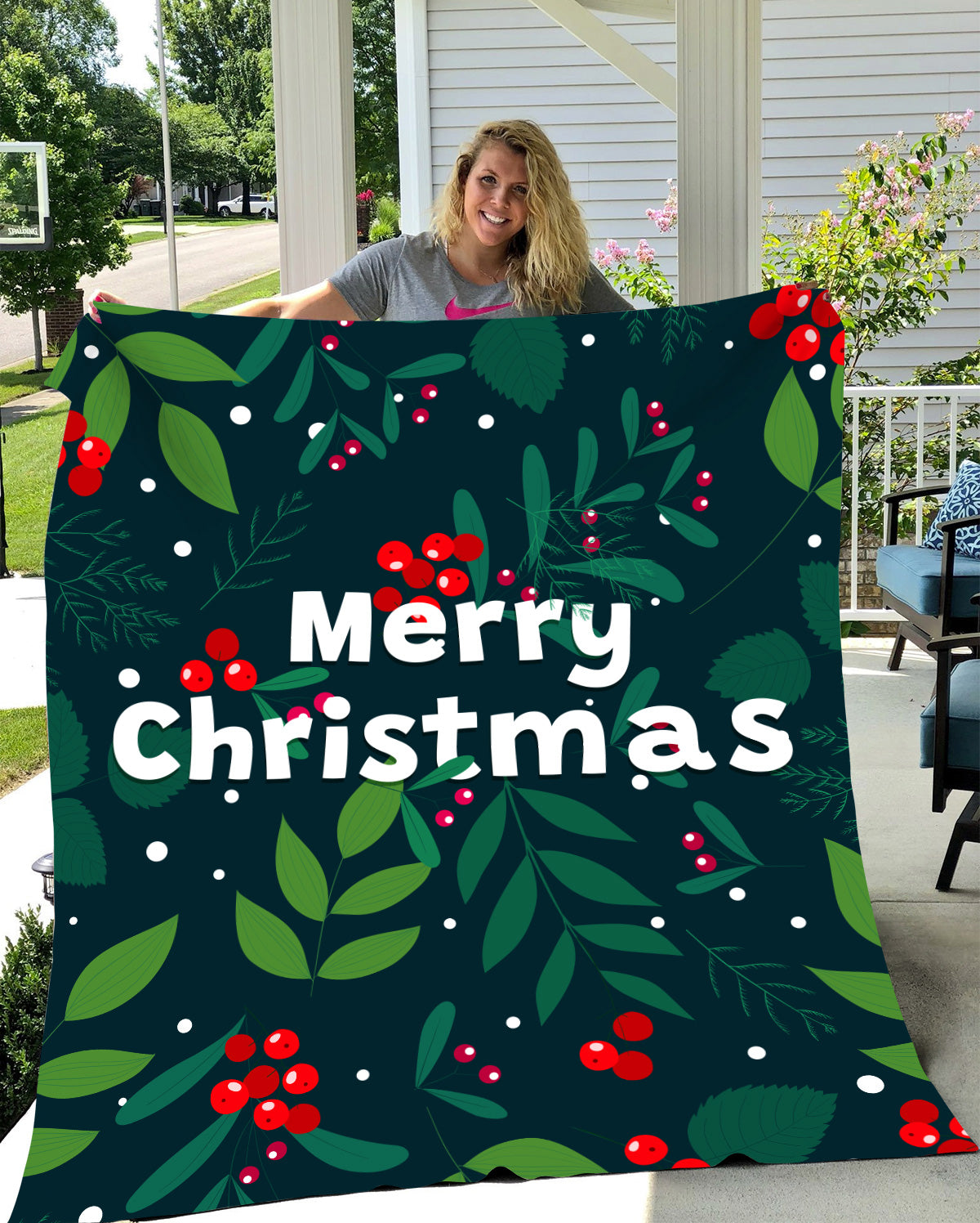 Green Merry Christmas | Cozy Plush Fleece Blanket