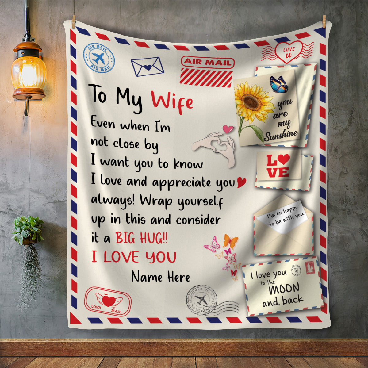 To My Wife Personalize Post Card |Cozy Plush Fleece Blanket - 50x60