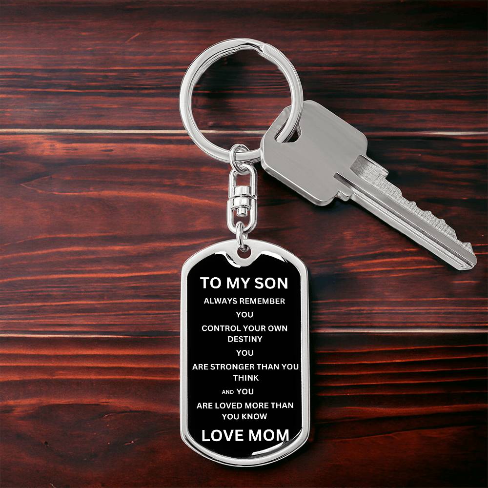 To My Son Love Mom | Military Chain Key Chain