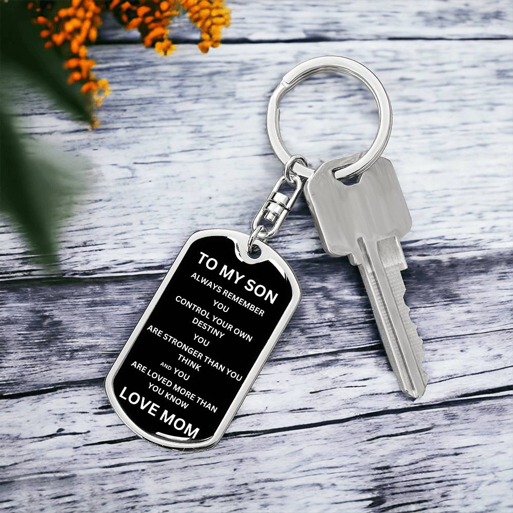 To My Son Love Mom | Military Chain Key Chain