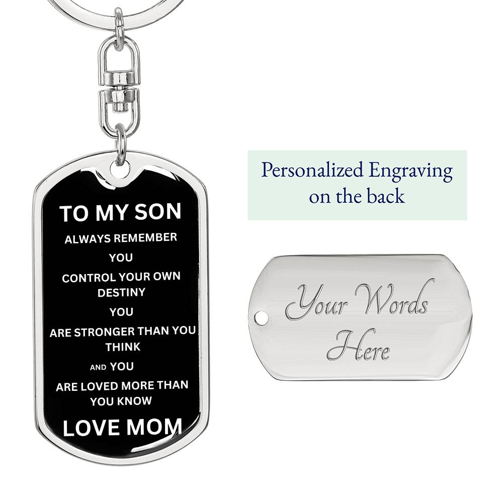 To My Son Love Mom | Military Chain Key Chain