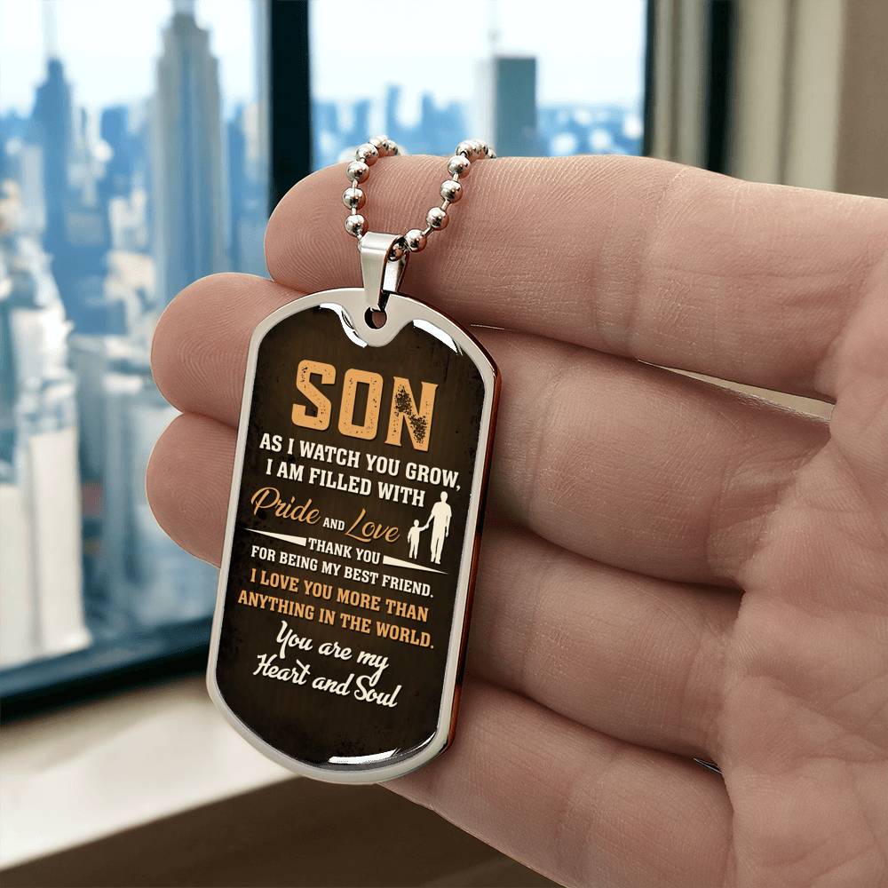 To My Son Heart and Soul | Military Chain Necklace