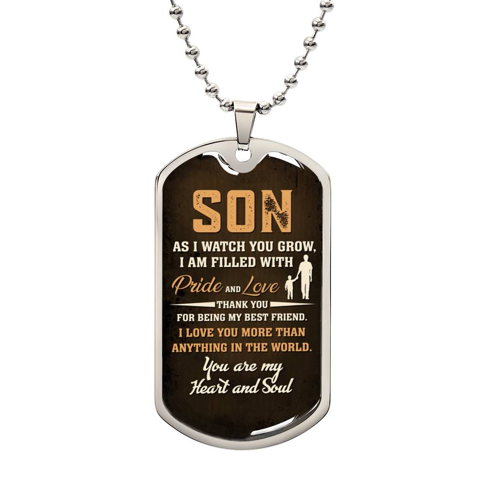 To My Son Heart and Soul | Military Chain Necklace