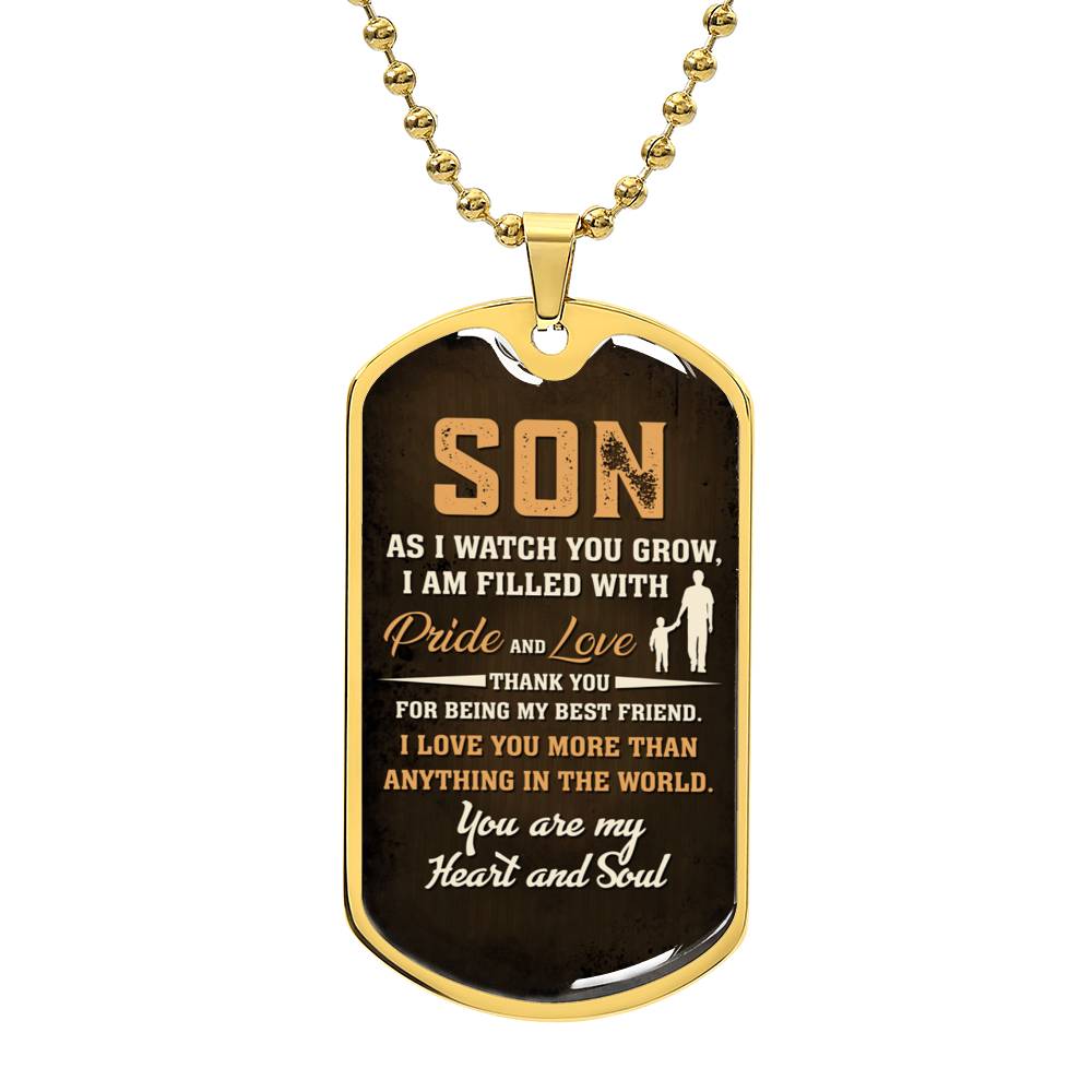 To My Son Heart and Soul | Military Chain Necklace