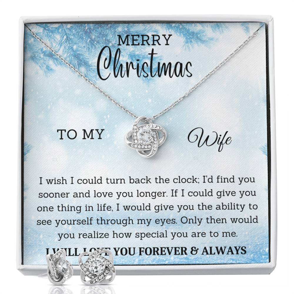 To My Wife | Christmas Love Knot Earring & Necklace Set