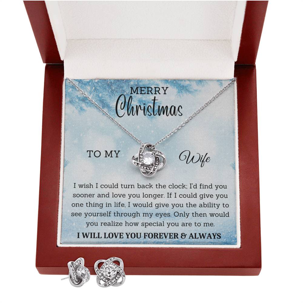 To My Wife | Christmas Love Knot Earring & Necklace Set
