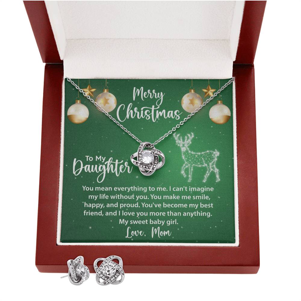 To My Daughter | Christmas Love Knot Earring & Necklace Set