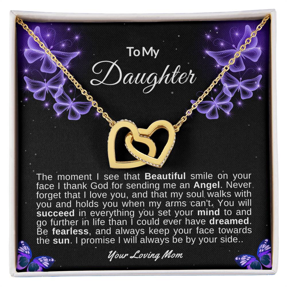 To My Daughter Love Mom | Interlocking Hearts Necklace