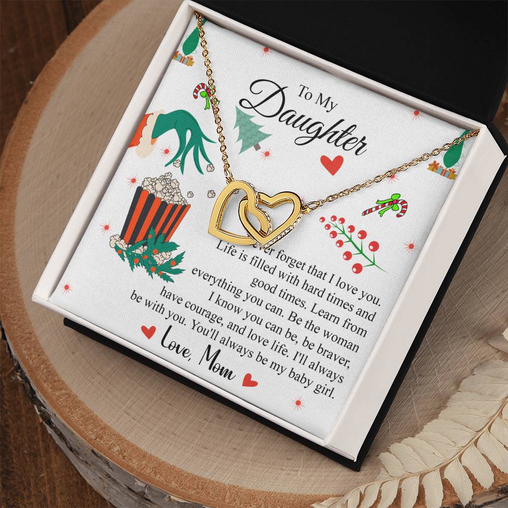 To My Daughter | Christmas Interlocking Hearts Necklace
