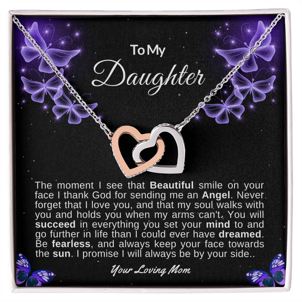 To My Daughter Love Mom | Interlocking Hearts Necklace