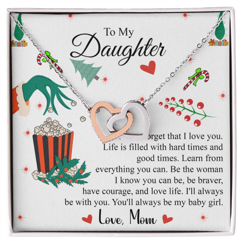 To My Daughter | Christmas Interlocking Hearts Necklace