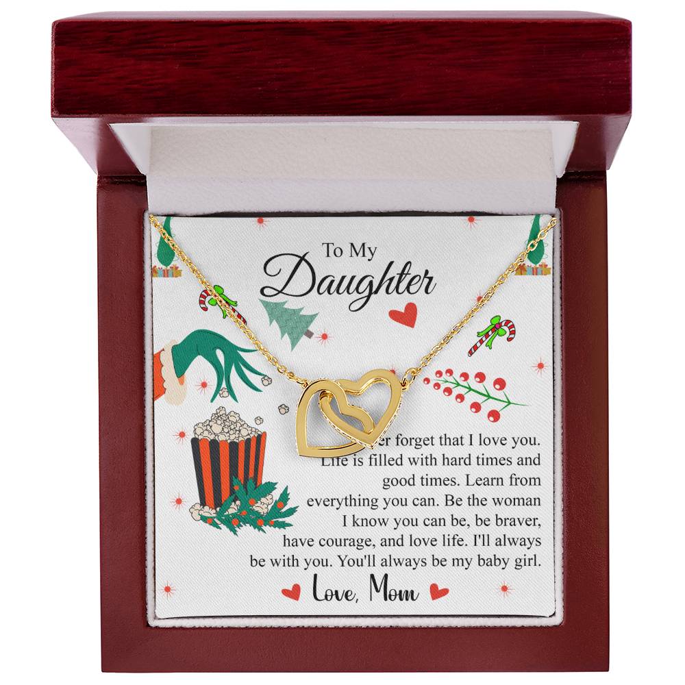 To My Daughter | Christmas Interlocking Hearts Necklace