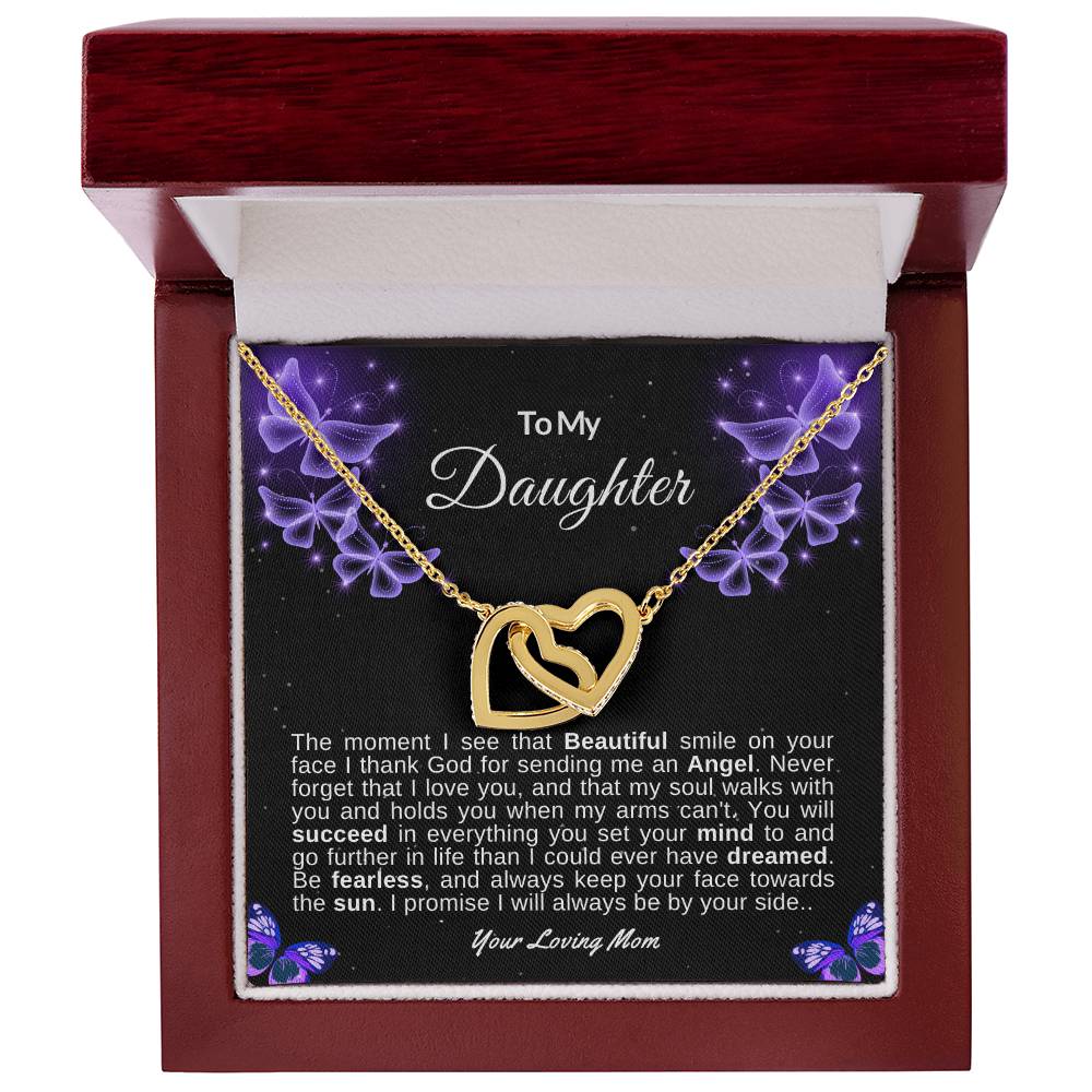 To My Daughter Love Mom | Interlocking Hearts Necklace