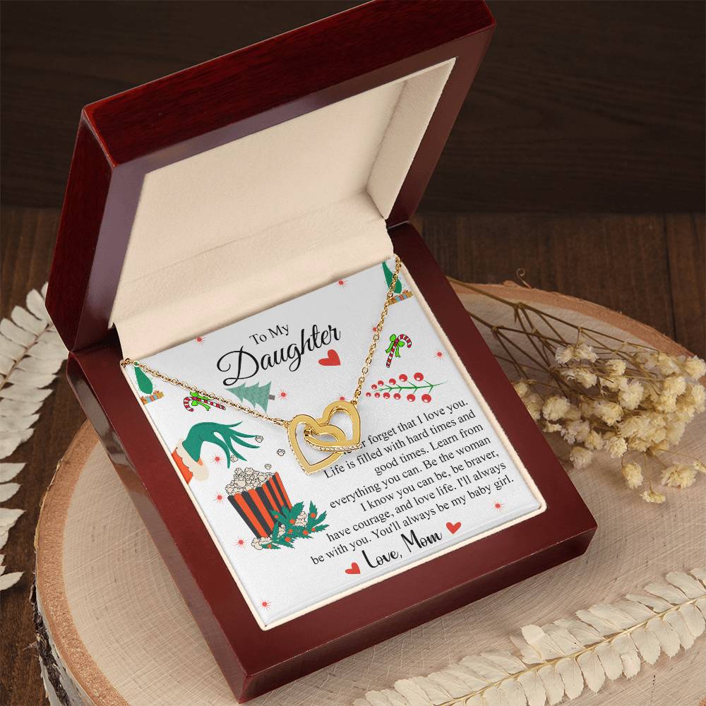 To My Daughter | Christmas Interlocking Hearts Necklace