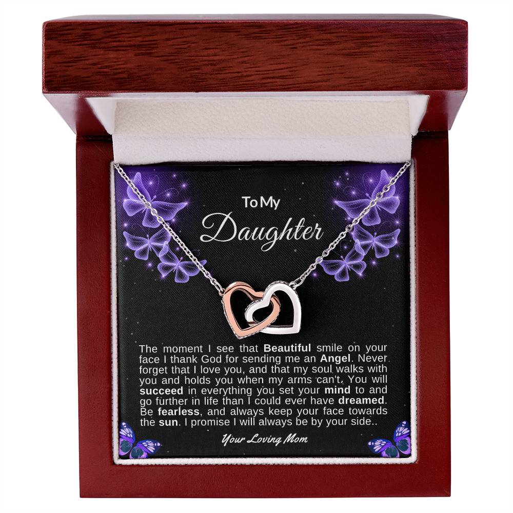 To My Daughter Love Mom | Interlocking Hearts Necklace
