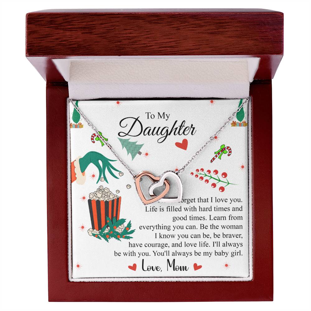 To My Daughter | Christmas Interlocking Hearts Necklace