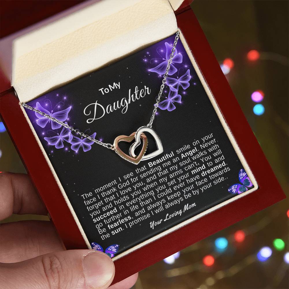To My Daughter Love Mom | Interlocking Hearts Necklace