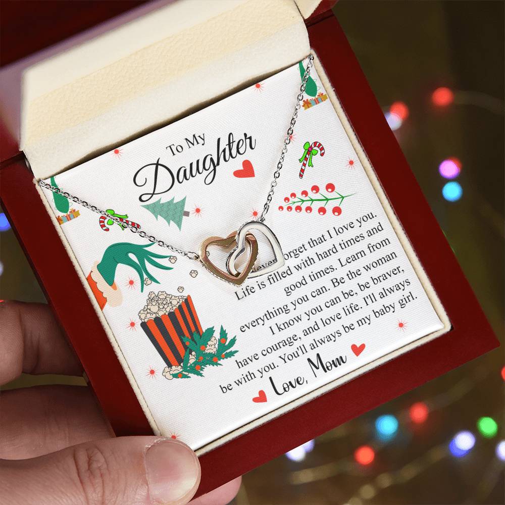 To My Daughter | Christmas Interlocking Hearts Necklace
