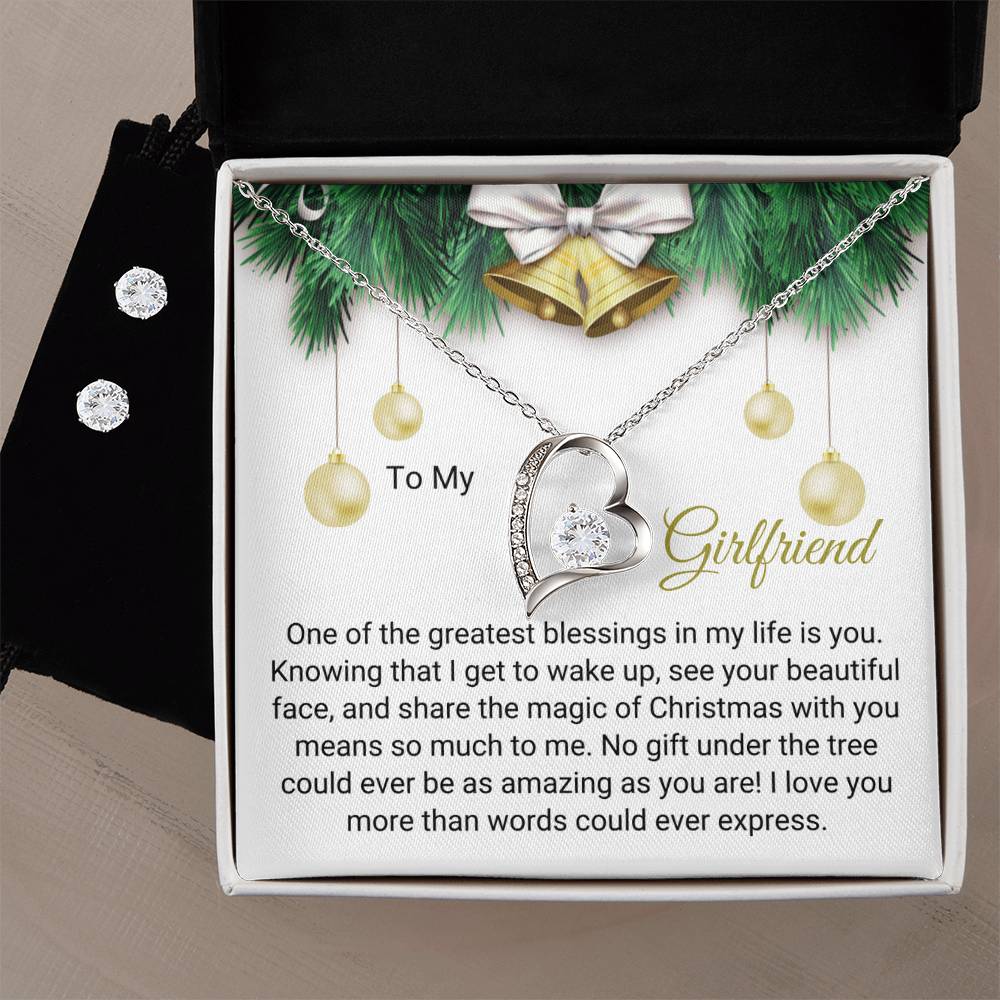 To My Girlfriend | Christmas Forever Love Necklace + Earrings