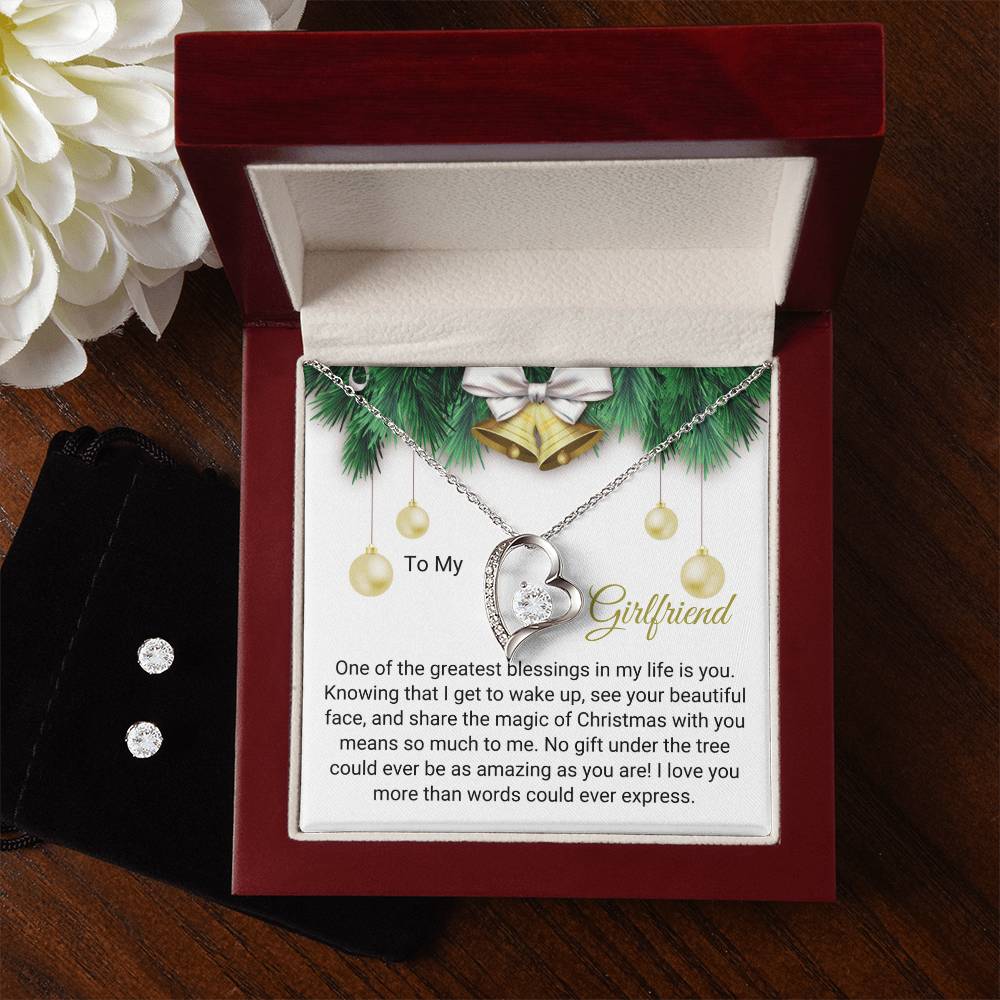 To My Girlfriend | Christmas Forever Love Necklace + Earrings