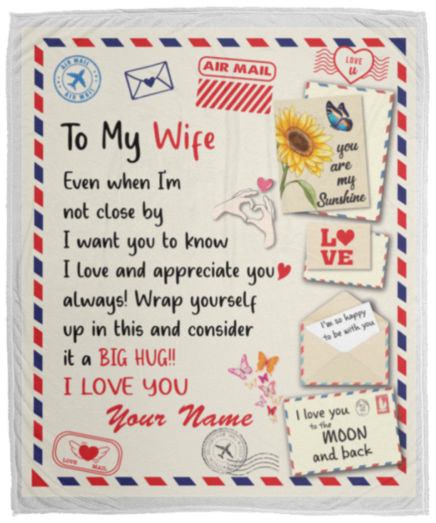 To My Wife Personalize Post Card |Cozy Plush Fleece Blanket