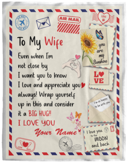 To My Wife Personalize Post Card |Cozy Plush Fleece Blanket - 50x60