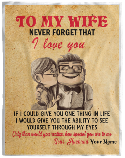 Personalized To My Wife Up Love | Cozy Plush Fleece Blanket - 60x80