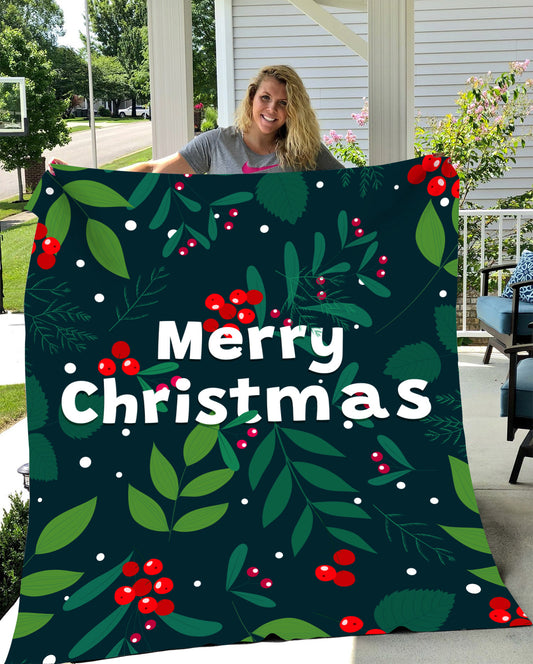 Green Merry Christmas | Cozy Plush Fleece Blanket