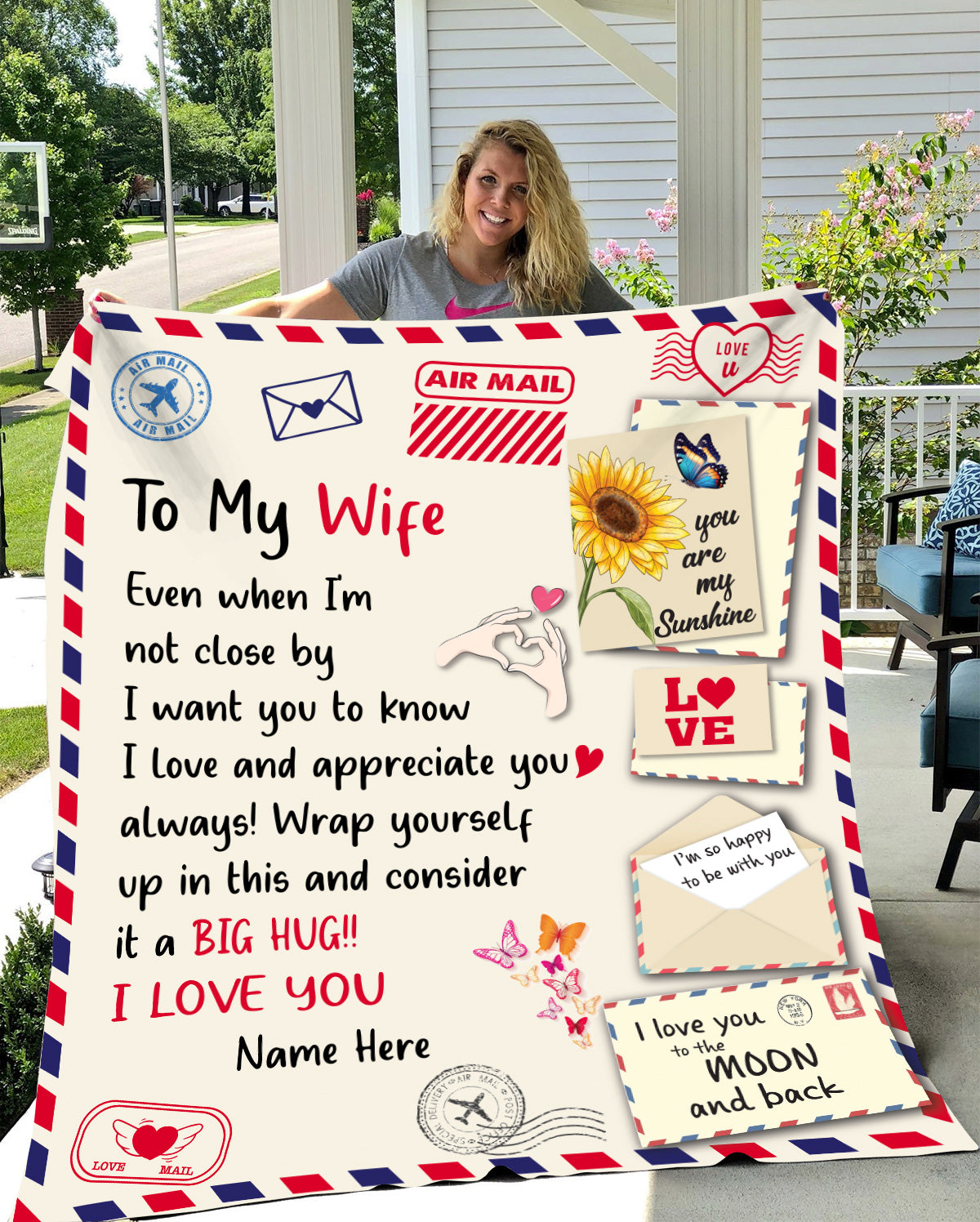 To My Wife Personalize Post Card |Cozy Plush Fleece Blanket - 50x60