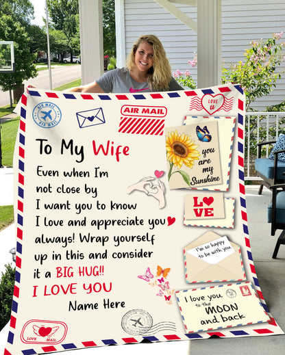 To My Wife Personalize Post Card |Cozy Plush Fleece Blanket - 50x60