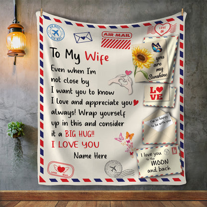 To My Wife Personalize Post Card |Cozy Plush Fleece Blanket - 50x60