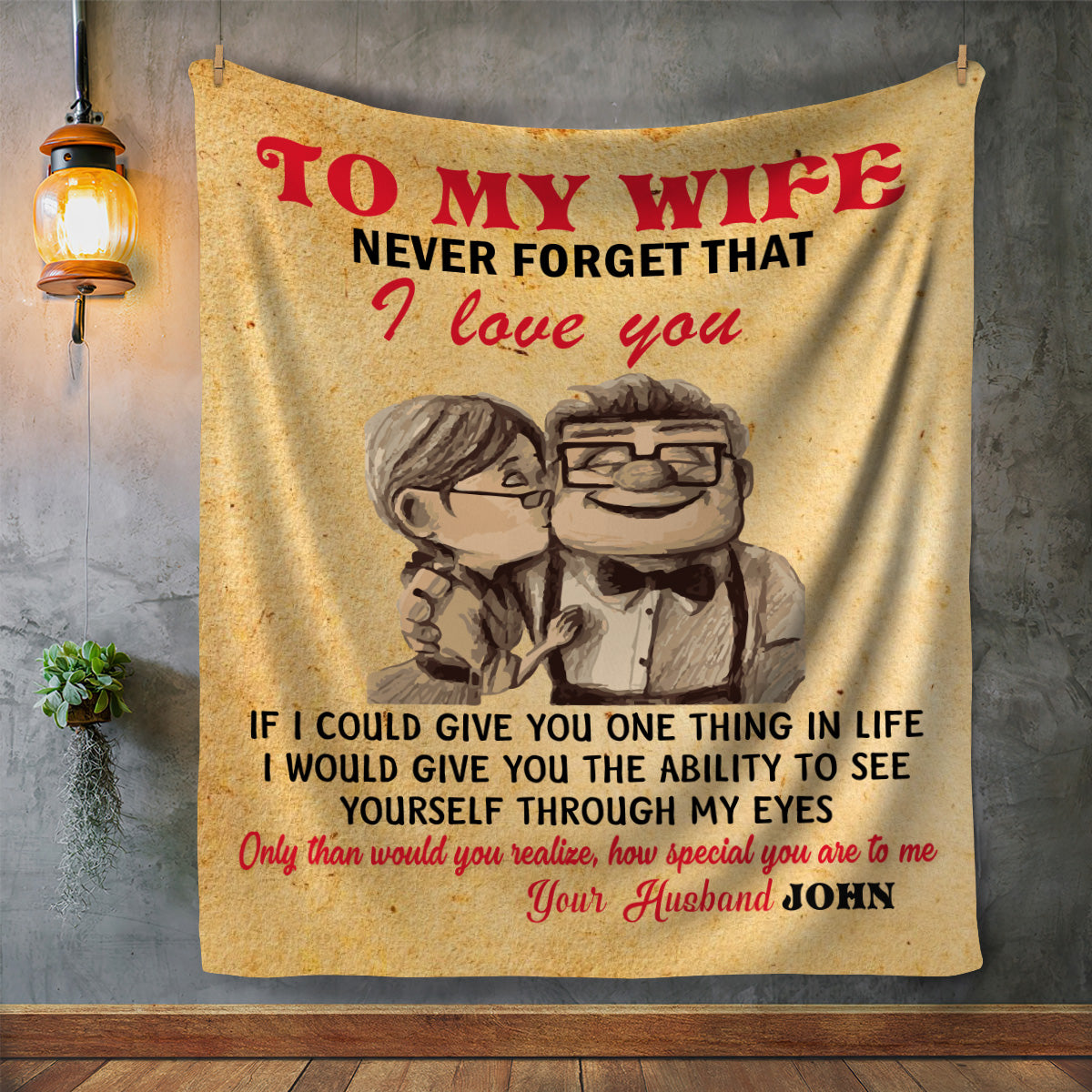 Personalized To My Wife Up Love | Cozy Plush Fleece Blanket - 60x80