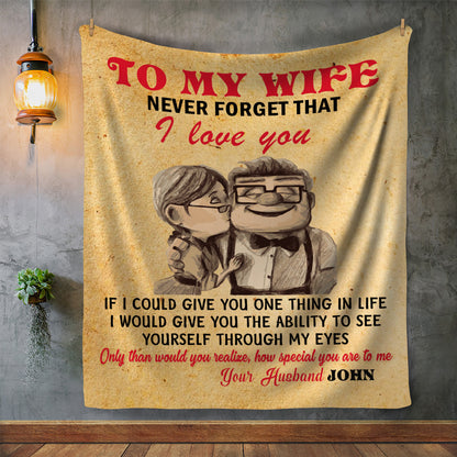 Personalized To My Wife Up Love | Cozy Plush Fleece Blanket - 60x80