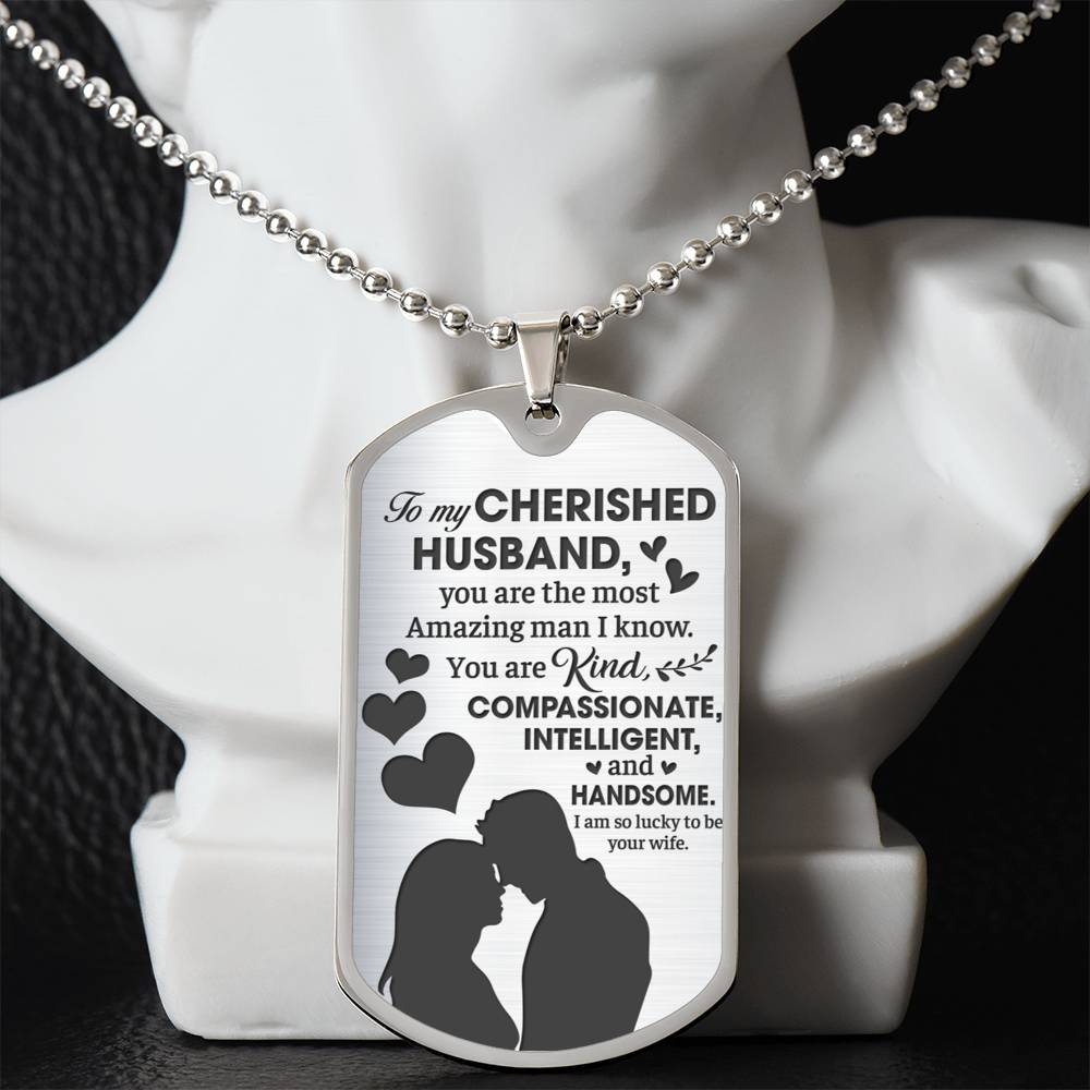 To My Cherished Husband  | Military Chain Necklace