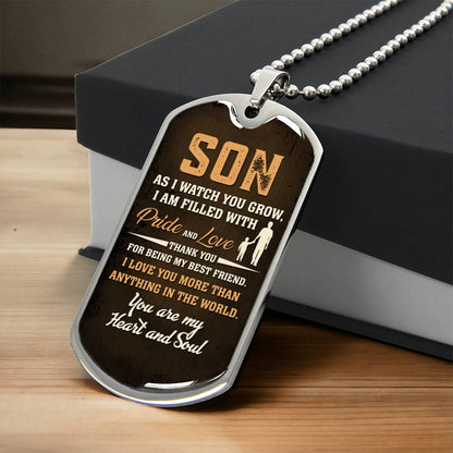 To My Son Heart and Soul | Military Chain Necklace