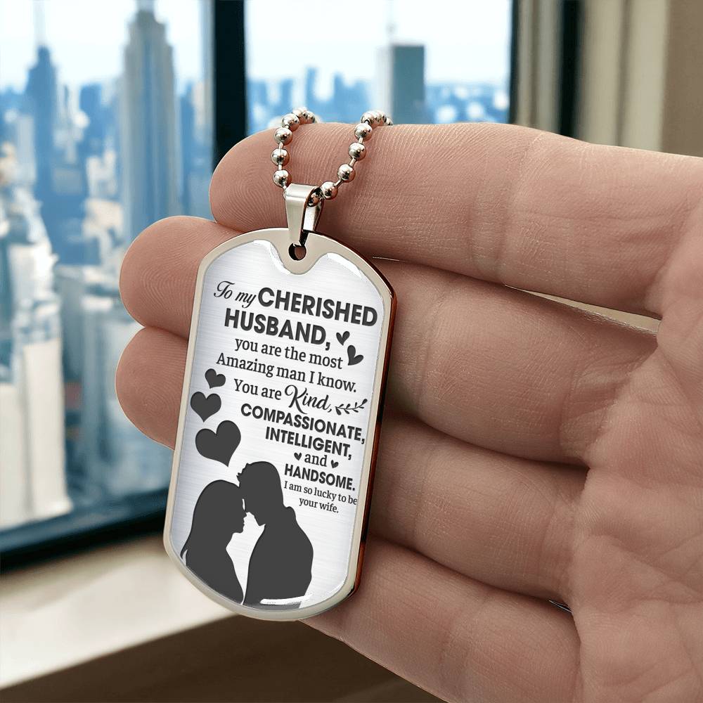 To My Cherished Husband  | Military Chain Necklace