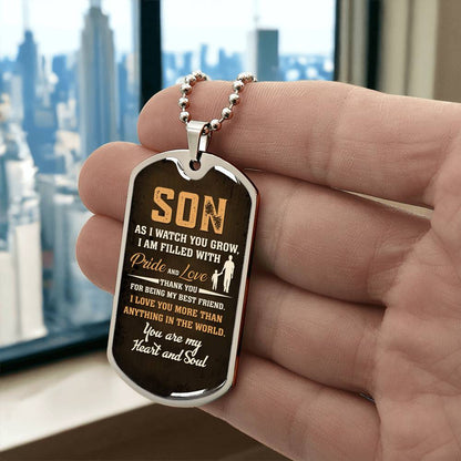 To My Son Heart and Soul | Military Chain Necklace
