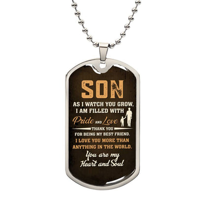 To My Son Heart and Soul | Military Chain Necklace