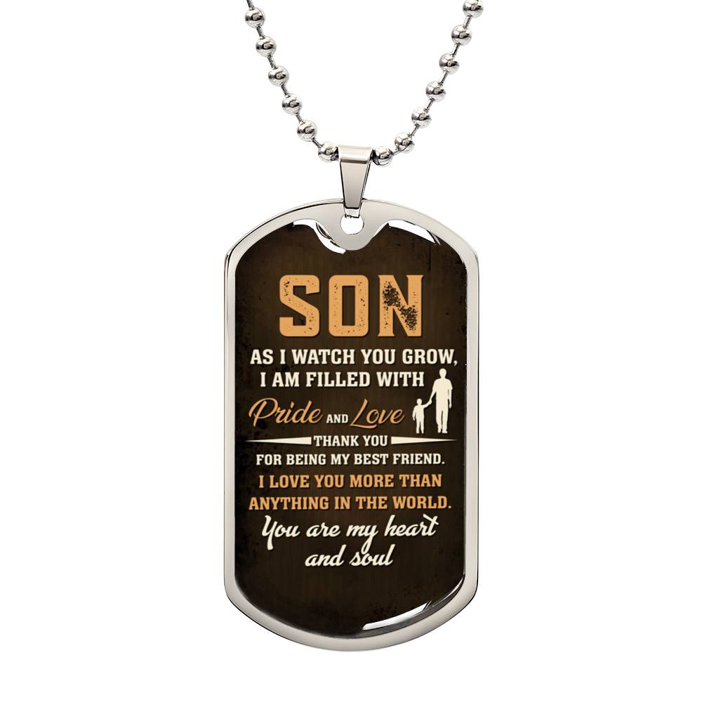 To My Son Heart and Soul | Military Chain Necklace