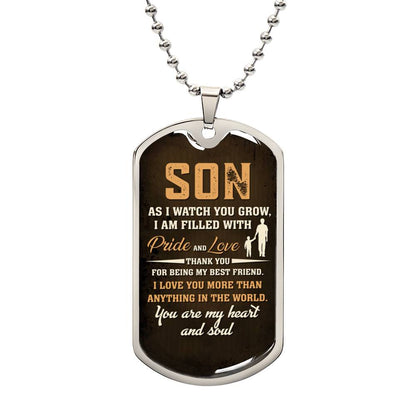 To My Son Heart and Soul | Military Chain Necklace