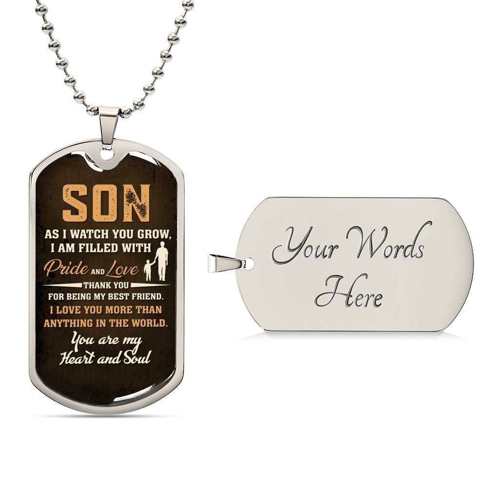 To My Son Heart and Soul | Military Chain Necklace