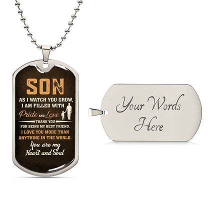 To My Son Heart and Soul | Military Chain Necklace