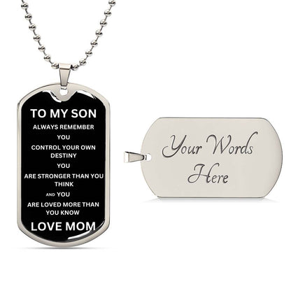 To My Son Love Mom | Military Chain Necklace
