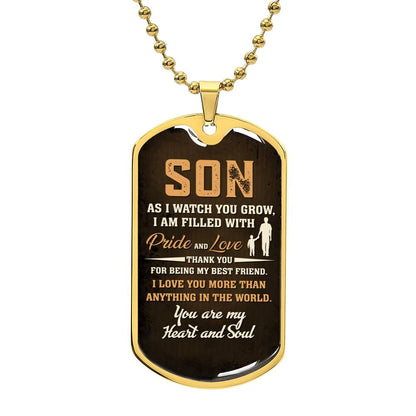 To My Son Heart and Soul | Military Chain Necklace