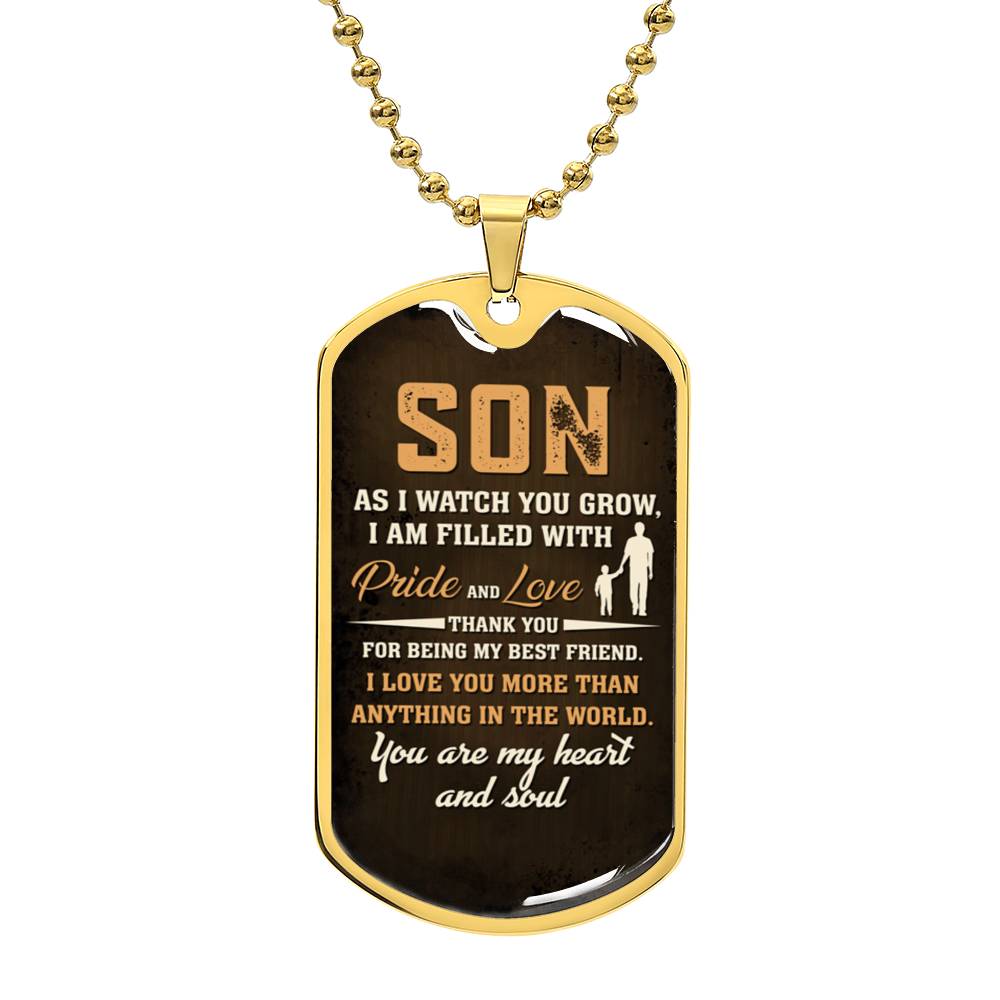To My Son Heart and Soul | Military Chain Necklace