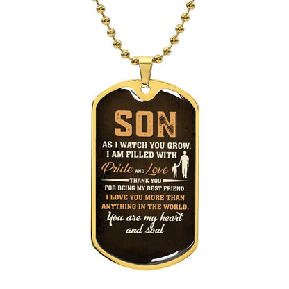 To My Son Heart and Soul | Military Chain Necklace