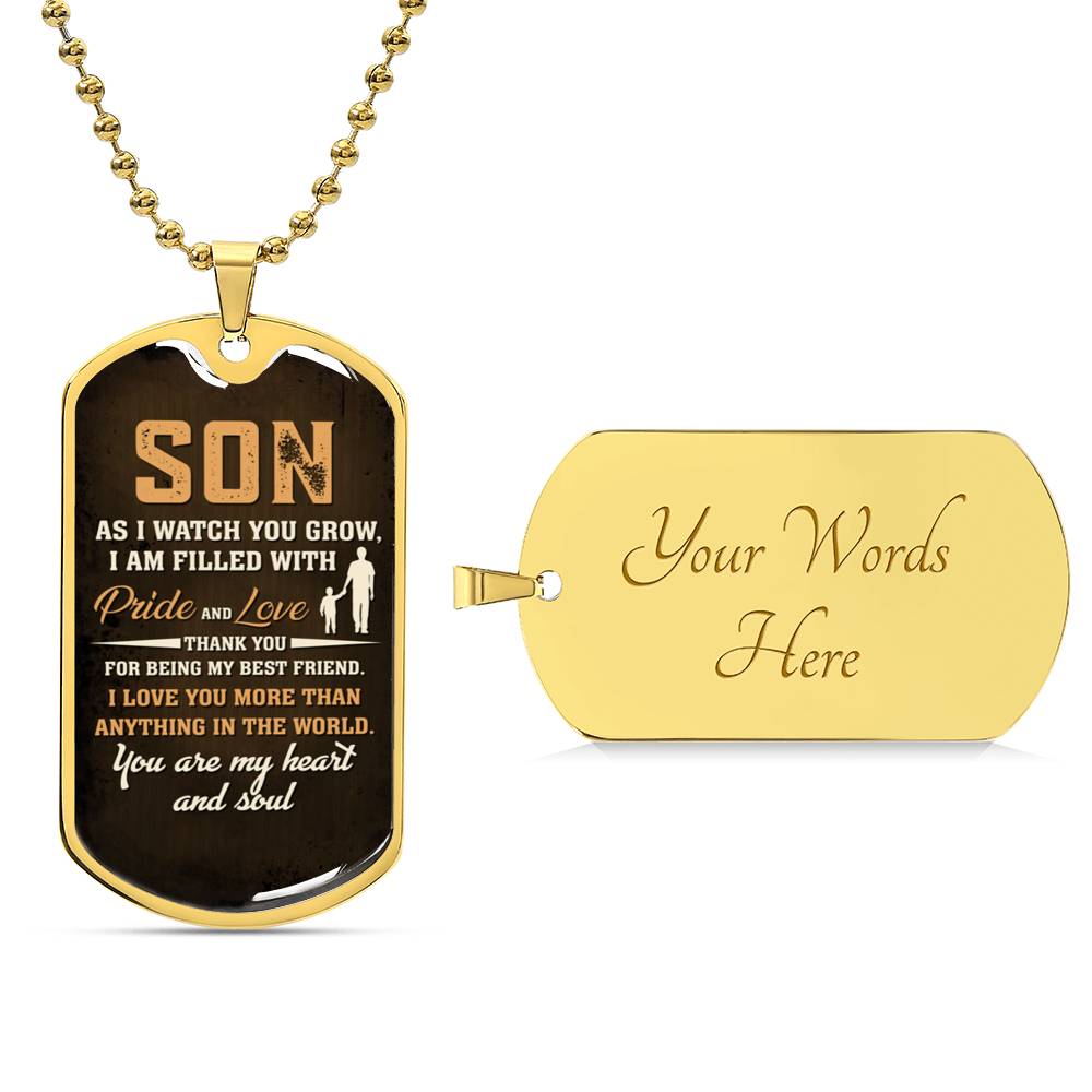 To My Son Heart and Soul | Military Chain Necklace