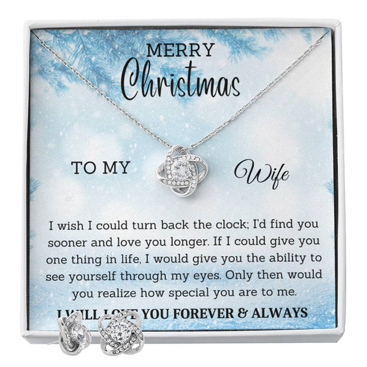 To My Wife | Christmas Love Knot Earring & Necklace Set