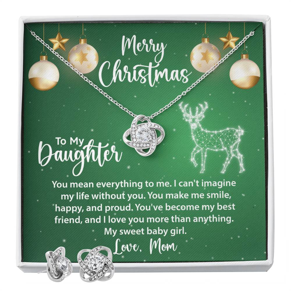 To My Daughter | Christmas Love Knot Earring & Necklace Set